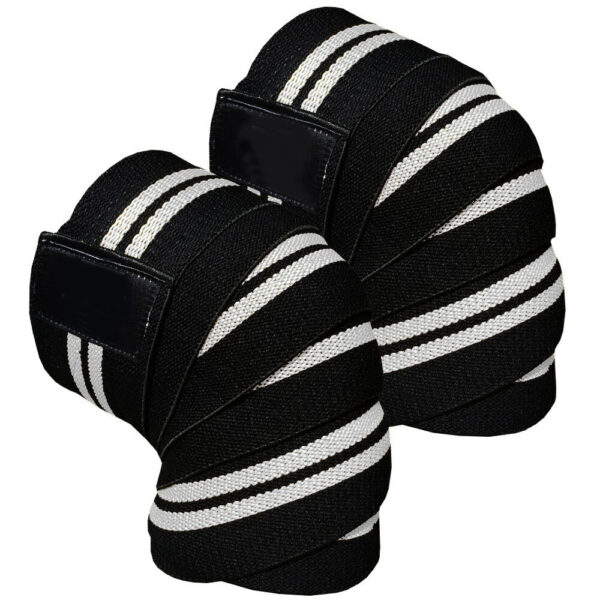 GYM WEAR WHITE AND BLACK STYLE KNEE WRAPS