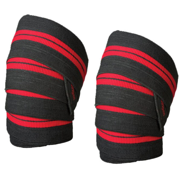 GYM WEAR BLACK AND RED STYLE KNEE WRAPS