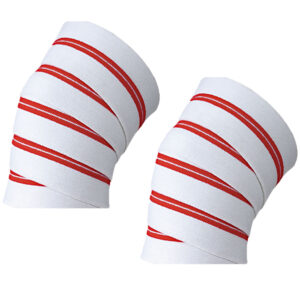 GYM WEAR WHITE AND RED STYLE KNEE WRAPS